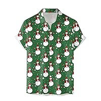 Mens Christmas Shirt Short Sleeve Santa Claus Printed Graphic Tee Fishing Shirts for Men