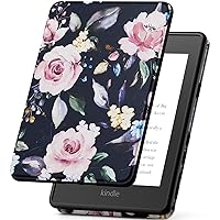 VORI Case for Kindle Paperwhite (11th Generation-2021) and Kindle Paperwhite Signature Edition, Soft TPU Lightweight Protective Smart Shell Cover with Auto Sleep/Wake, Flower Rose