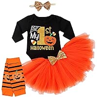 Baby Girls Boys My 1st Halloween Outfits Pumpkin Print Romper Clothes Set for Newborn Baby