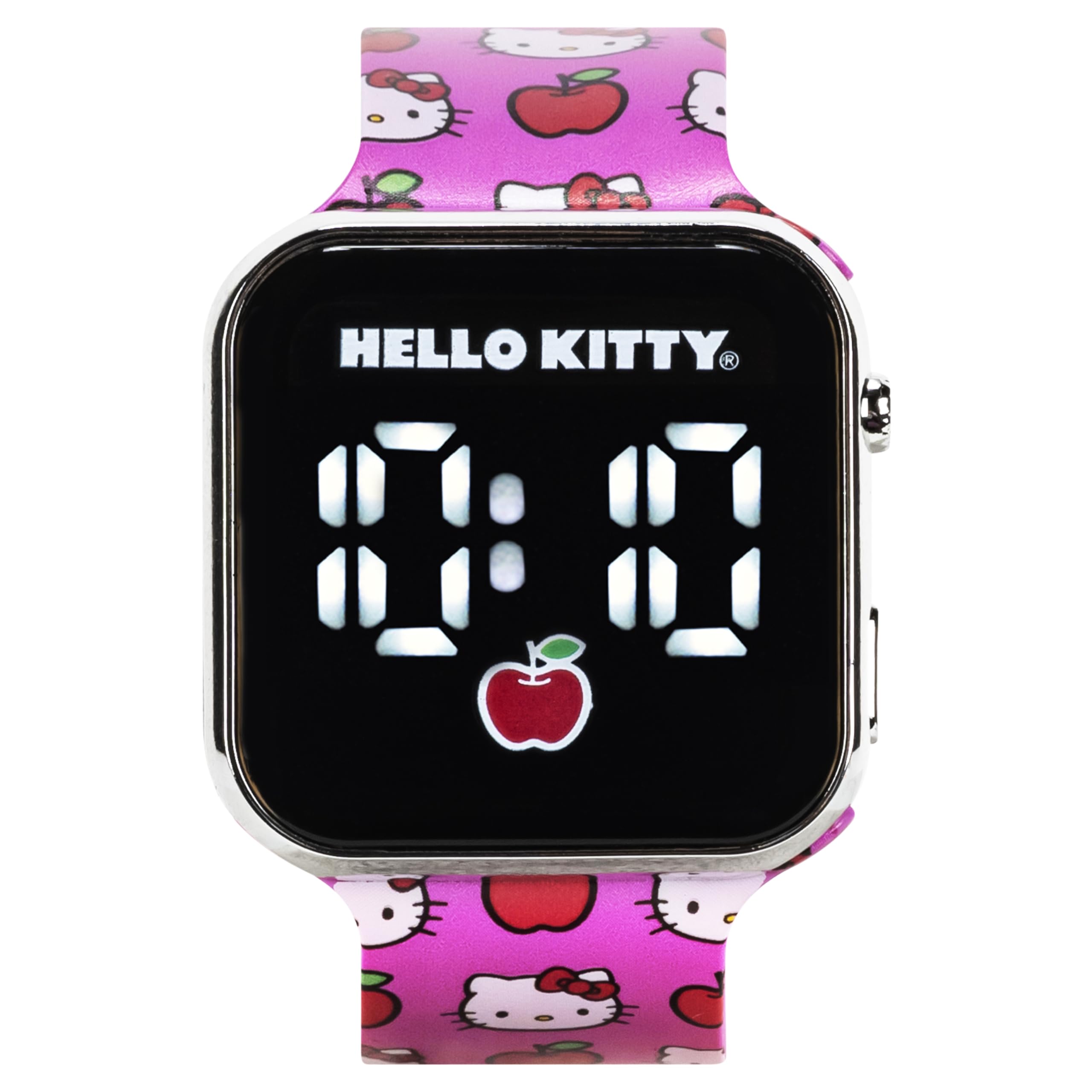 Accutime Hello Kitty Digital LED Quartz Kids Pink Watch for Girls with White Hello Kitty and Friends Band Strap (Model: HK4222AZ)