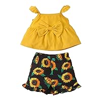 Infant Baby Girls 3Pcs Casual Clothes Flying Sleeve Ribbed Pattern Elastic Waistband Summer Outfits with Headband
