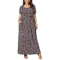 BISHUIGE Women Summer XL-6X Plus Size Maxi Dress Long Dresses with Pockets