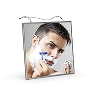 Fogless Shaving Shower Mirror, Fog Free Mirror Narrow Bezel Ultra-Thin 6.7 inch Metal Frame with 2 Stainless Steel Chains 17.3 & 10.6 inch
