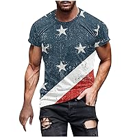 Mens Short Sleeve T Shirts Casual American Flag Muscle Fit Graphic Tee Shirts 2024 Summer Fashion Athletic Tshirts