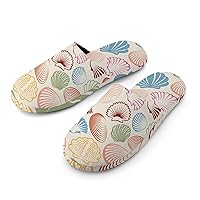 Cartoon Sea Shells Women's Cotton Slippers Cozy Slip on House Slippers Warm Closed Toe Slippers for Indoor Outdoor