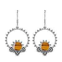 Handcrafted Boho Tiger's Eye Drop and Dangle 925 Sterling Silver Earrings for Women and Girls | Birthday or Mother's Day Gift for Mom