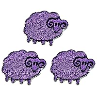 Kleenplus 3pcs. Mini Purple Sheep Cartoon Patch Embroidered Animals Iron On Badge Sew On Patch Clothes Embroidery Applique Sticker Fabric Sewing Decorative Repair