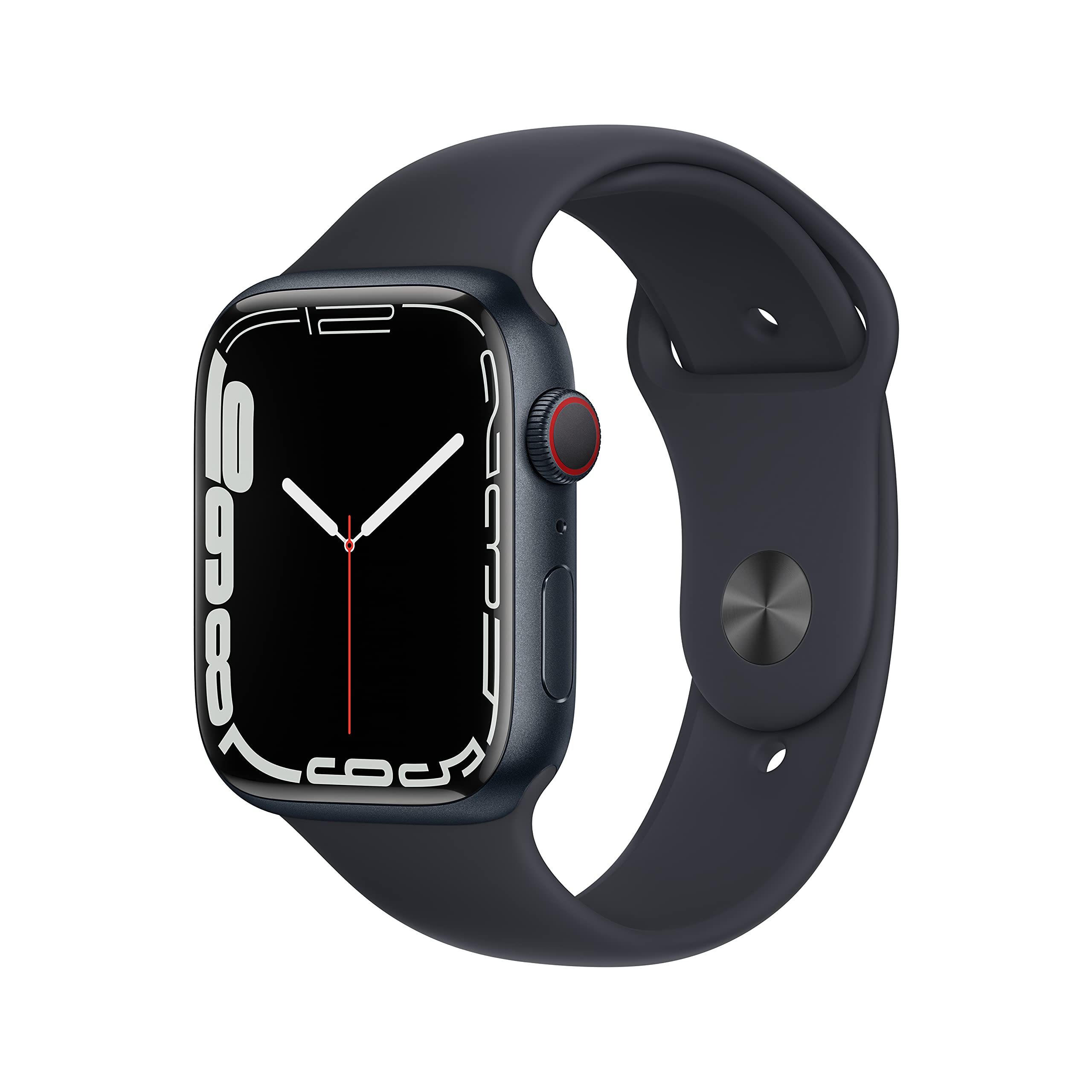 Apple Watch Series 7 [GPS + Cellular 45mm] Smart Watch w/Midnight Aluminum Case with Midnight Sport Band. Fitness Tracker, Blood Oxygen & ECG Apps, Always-On Retina Display, Water Resistant