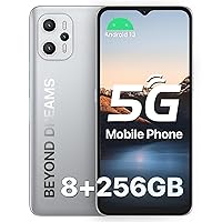 F3 Pro 5G Mobile Phone (2023),Android 13 SIM Free Unlocked Smartphone,8+256GB/512GB Extension,6.6FHD+Screen,6000mAh Battery,Type-C,48MP Camera,Dual SIM/Face ID/NFC/GPS/OTG,UK Version（Silver）