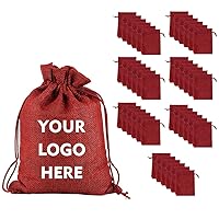 TopTie Custom 50 PCS Burlap Gift Wrap Bags with Logo, Print Drawstring Jewelry Pouches 5