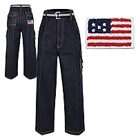 Boys Toddler Teen Denim Jeans Bottom Belt Stars & Stripes 2-14 Yrs