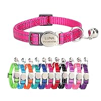 Personalized Reflective Cat Collar with Bell and Breakaway Buckle - Engraved Name and Phone Number