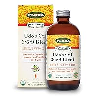 Udo's Choice Omega 369 Oil Blend, Made with Organic Flax, Sesame & Sunflower Seed Oils, Plant-Based Vegan Omega Fatty Acids, Based on Ideal 2:1:1 Ratio, 8.5-fl. oz. Glass Bottle