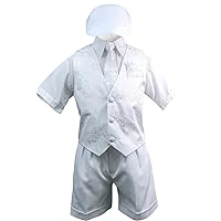 Baby Boy Toddler Christening 5PC White Vest Shorts Suit S M L XL 2T 3T 4T