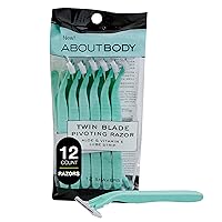 Kai About Face Body Twin Blade Pivoting Disposable Razors; 12 Shavers for Women; Curve-Hugging Pivoting Head with Aloe & Vitamin E Strip, Shaving Razors for Women