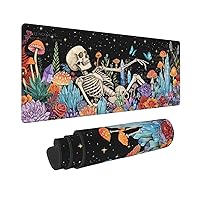 Tarot Mushroom Skeleton Mouse Pad Extended Large Gaming Mouse Pad XL Oversized Desk Pad Stitched Edges, 31.5 X 11.8 Inch