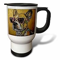 3dRose French Bulldog in Sunglasses Mixed Media Collage - Travel Mugs (tm-381861-1)