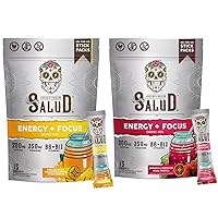Salud 2-Pack |2-in-1 Energy + Focus (Pineapple Mango) & Energy + Focus (Hibiscus) – 15 Servings Each, Agua Fresca Drink Mix, Non-GMO, Gluten Free, Vegan, Low Calorie, 1g of Sugar