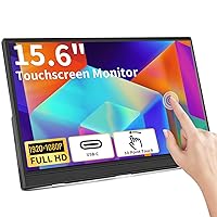 Portable Monitor Touchscreen 15.6 Inch Full HD 1920x1080P Monitor,Built-in Kickstand & Speakers,with HDMI USB Type-C External Monitor for Laptop PC Phone Mac PS4 PS5
