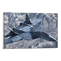 Su 57 Fighter Military Aircraft Picture Russian Stealth Fighter Aviation Decorative Art Modern Boy R Canvas Wall Art Prints for Wall Decor Room Decor Bedroom Decor Gifts 08x12inch(20x30cm) Frame-sty