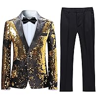 Boyland Boys 2 Pieces Suits Tuxedo Suit Shiny Sequins Peak Lapel Slim Fit Jacket Pants Party Performance