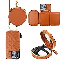 Bocasal A Stylish Crossbody Wallet Case for iPhone 14 Pro + A Mini Round Pouch Bag