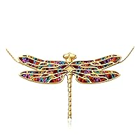 NanoStyle Gold Plated Silver Dragonfly Necklace Insect Pendant for Women Colourful Handcrafted Polymer Clay Fine Nature Boho Jewellery, 16.5