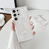 XIZYO for Samsung Galaxy S24 Ultra Case, Cute Phone Case Floral Rose Aesthetic Flower Clear Case for Women Girls Slim Pattern Anti-Yellow Shockproof Protective TPU Bumper Case, White