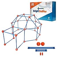 Fort Building Kit for Kids 4-8 - 100 Pieces - DIY STEM Fort Making Set for Indoor & Outdoor Play - Large Creative Construction Set for Boys & Girls - Blue & Red - Intellio Toys Bright Builders