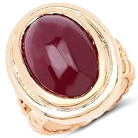 14K Rose Gold Plated 17.60 Carat Genuine Glass Filled Ruby .925 Sterling Silver Ring