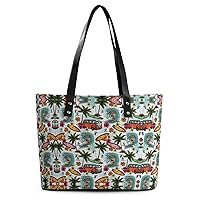 Hawaiian Surfer Printed Purses and Handbags for Women Vintage Tote Bag Top Handle Ladies Shoulder Bags for Shopping Travel