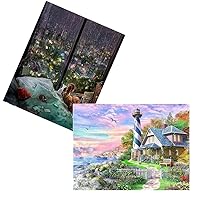 Pintoo - Two Plastic Jigsaw Puzzles Bundle - 500 Piece - endmion1 - Rainy Night and 4800 Piece - Dominic Davison - Sea House [H2545+H3071]