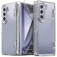 VRS DESIGN Phone Case for Galaxy Z Fold 5 5G (2023) [Simpli Fit Crystal], Premium Modern Slim Style Spring-Loaded Hinge Cover Case with Tempered Glass Screen Protector (Clear/Renewed)