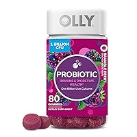 OLLY Probiotic Gummy, Immune and Digestive Support, 1 Billion CFUs, Chewable Probiotic Supplement, Berry, 40 Day Supply - 80 Count