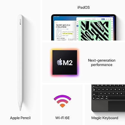 Apple iPad Pro 12.9-inch (6th Generation): with M2 chip, Liquid Retina XDR Display, 2TB, Wi-Fi 6E, 12MP front/12MP and 10MP Back Cameras, Face ID, All-Day Battery Life – Space Gray