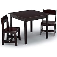 MySize Kids Wood Table and Chair Set (2 Chairs Included) - Ideal for Arts & Crafts, Snack Time, Homework & More - Greenguard Gold Certified, Dark Chocolate, 3 Piece Set