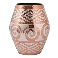 NOVICA Handmade Silver Accented Copper Vase Spiral Motif from Mexico Metallic Copper Silver Plated Vases Recycled Geometric [7in H x 5.75in Diam.] 'Ancient Pottery'