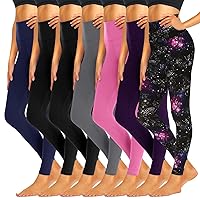 iceROSE 7 Pack Leggings for Women, High Waisted Soft Summer Leggings Black Yoga Pants for Workout Running Maternity