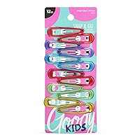 Goody Kids Contour Snap Clips - 12 Count, Assorted Colors - Just Snap Into Place - Suitable for All Hair Types - Pain-Free Hair Accessories for Women and Girls - All Day Comfort