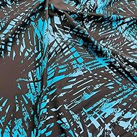 Black Leaves Blue Background Print Nylon Spandex Fabric 4 Way Stretch by Yard for Swimwear Dancewear Gymwear Sportwear Dress Skirt