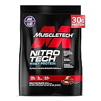 Muscletech Whey Protein Powder (Milk Chocolate, 10 Pound) - Nitro-Tech Muscle Building Formula with Whey Protein Isolate & Peptides - 30g of Protein, 3g of Creatine & 6.6g of BCAA