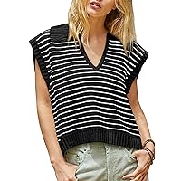 2024 Summer Women's Casual Trendy Sweater V-Neck Cap Sleeve Top Sleeveless Spring Clothes