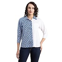 Printed Boyfriend Shirts for Women, Full Sleeve Button Down Pocket Shirt