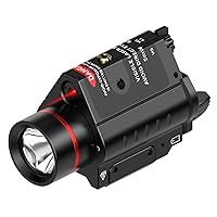 Red Laser Flashlight Combo 350 Lumens Tactical Weapon Light for Pistol Handgun with Picatinny Rail Mount Tactical Red Laser Combo Light for Gun, Pistol Flashlight,Gun Light