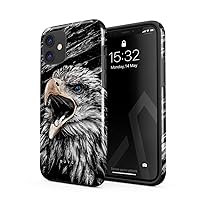 BURGA Phone Case Compatible with iPhone 12 Mini - Hybrid 2-Layer Hard Shell + Silicone Protective Case -Bird of JOVE Savage Wild Eagle - Scratch-Resistant Shockproof Cover