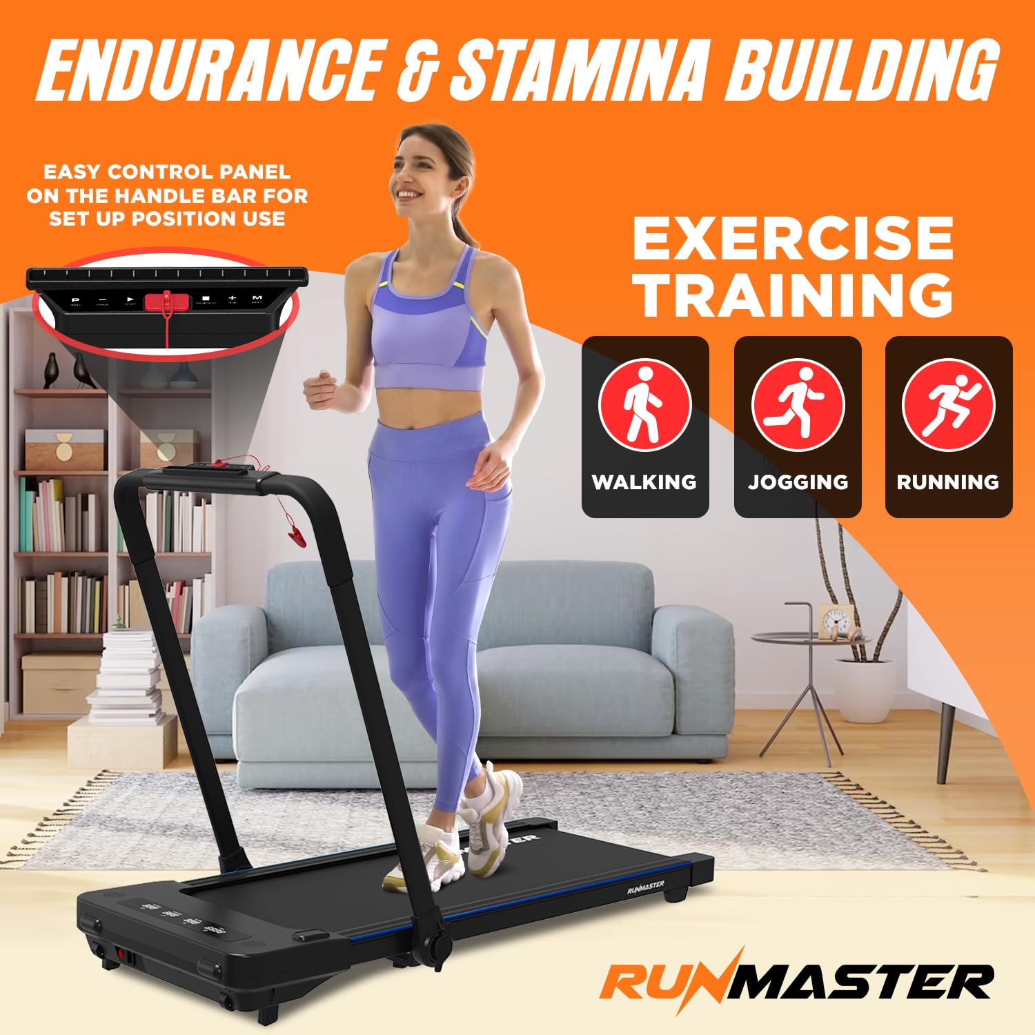 RunMaster 2 in 1 Folding Treadmill, 2.5HP Under Desk Electric Treadmill for Home, Office, Easy Installation, Remote Control, Walking Pad, Large Belt for Walking, Jogging, 12 Exercise Programs