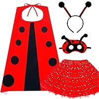 iROLEWIN Bee-Costume for Kids Ladybug Costume for Girls Toddler Dress-up Cape Mask Headband School Pretend Play Garden Party