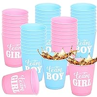 24 Pcs Gender Reveal Party Cups Reusable Gender Reveal Plastic Tumblers Team Boy Team Girl Plastic Drinking Cups 12oz Party Supplies Decorations for Gender Reveal Baby Shower Birthday Party Favors