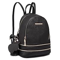 Miss Lulu Women Fashion Backpack Casual Small Saffiano PU Leather Waterproof Rucksack Shoulder bags (Black)