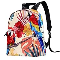 Travel Backpacks for Women,Mens Backpack,Floral Tropical Palm Leaves Parrot,Backpack